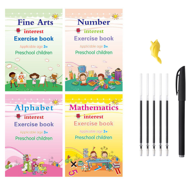 Reusable Handwriting Copybook for Kids (4 Books with Refills for the Pen)