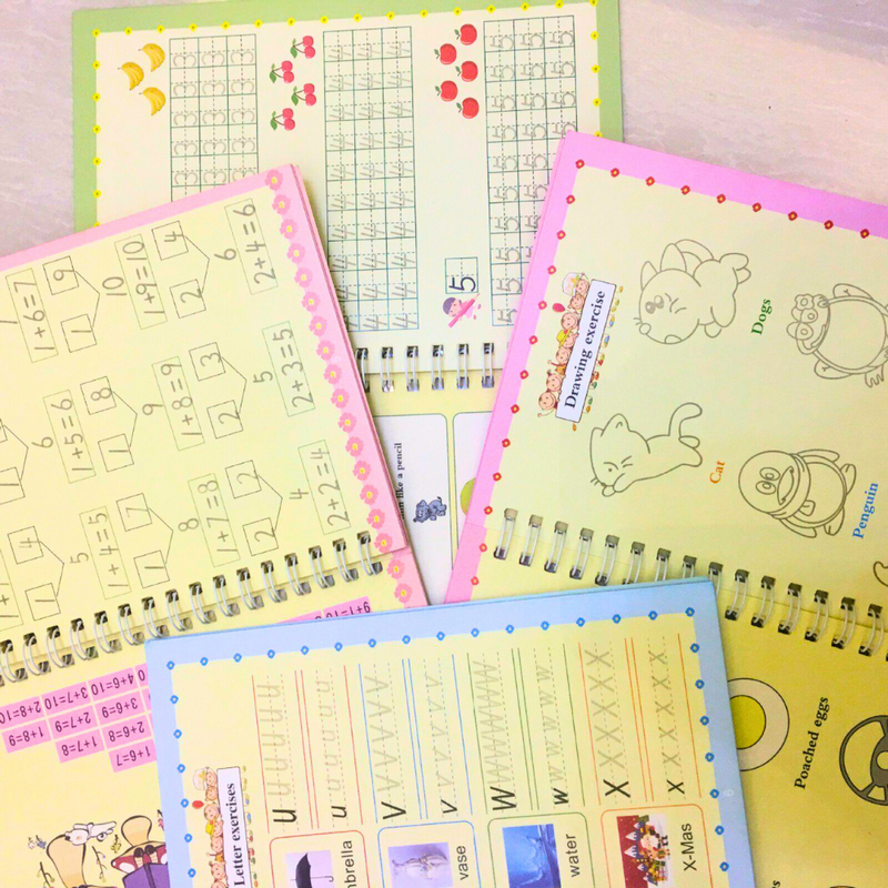 Reusable Handwriting Copybook for Kids (4 Books with Refills for the Pen)